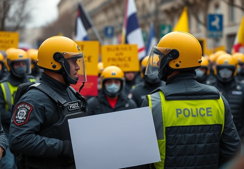 Representação visual de França: Centenas de manifestantes presos em protestos contra Macron