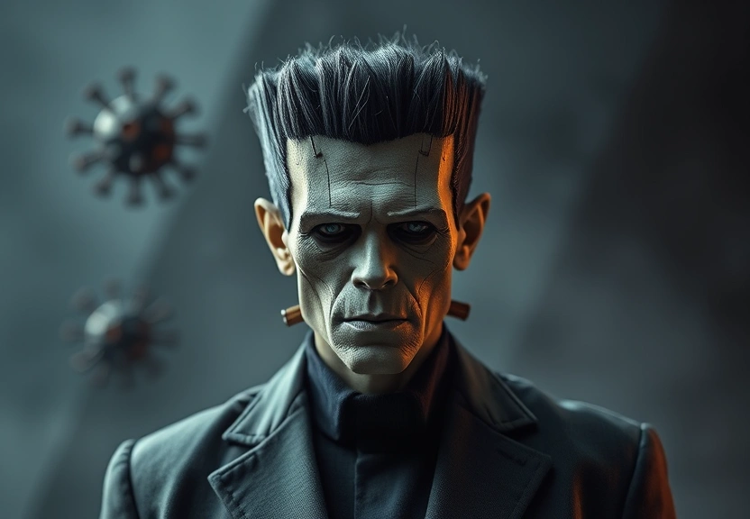 Representação visual de Nova variante 'Frankenstein' da Covid-19 gera alerta na Europa e EUA