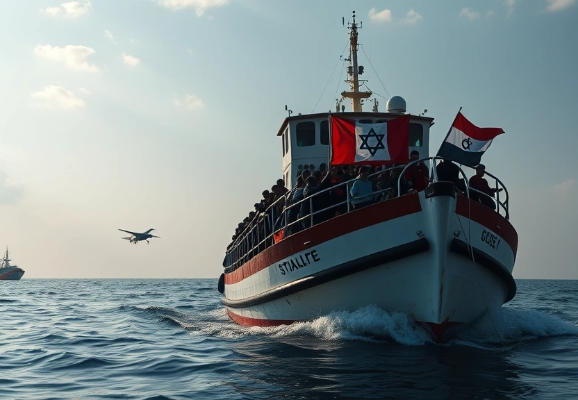 Representação visual de Israel nega presença de ajuda em flotilha rumo a Gaza enquanto organizadores defendem missão humanitária