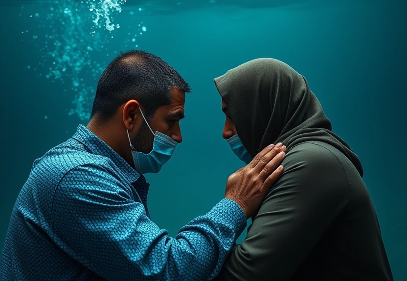 Representação visual de Casal separado, sequestrado durante o ataque do Hamas em 7 de outubro, finalmente se reencontra após o sofrimento como reféns.